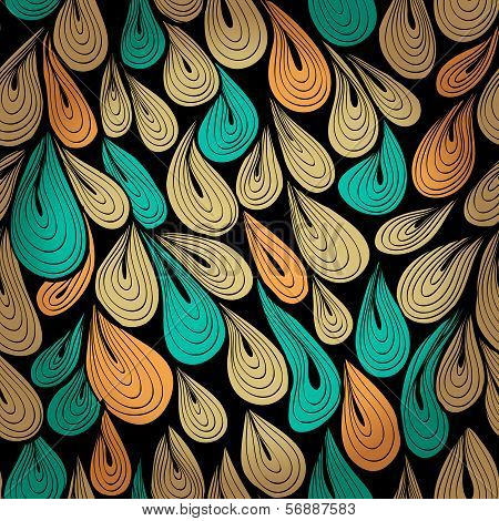 Seamlees Hand Drawn Pattern With Water Drops. Eps10