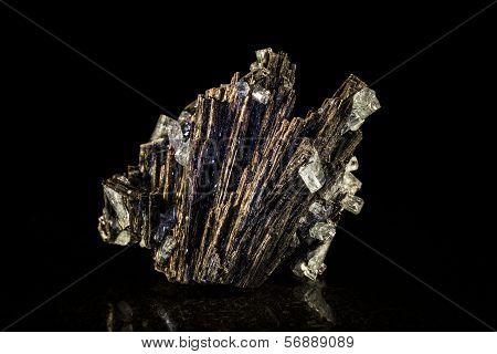 Black Tourmaline And Aquamarine, Black Background