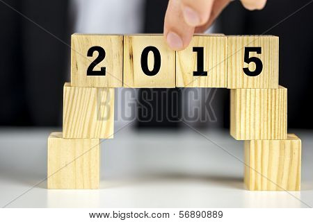 Bridge Of Cubes With The Year 2015 Written On Them