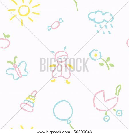 Doodle Babies Seamless Pattern