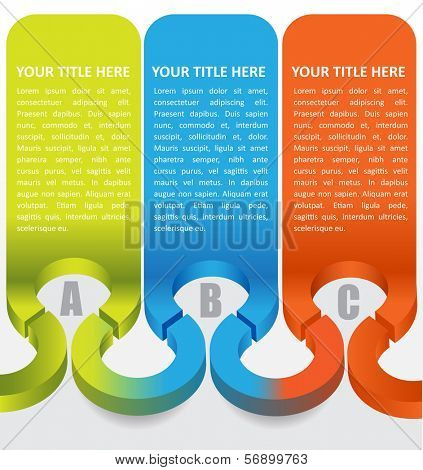Abstract vector 3d labels background with color ABC steps and place for text content