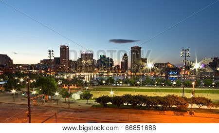 City of Baltimore at Night - Inner Harbor