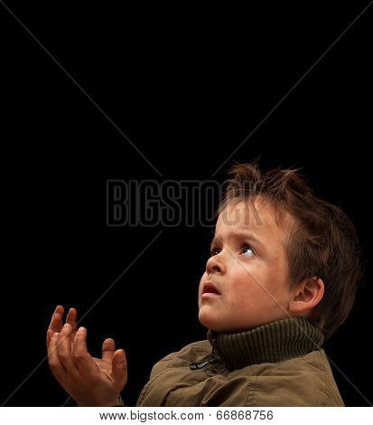 Poor Child Waiting For A Donation