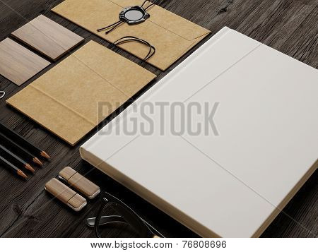 Identity Elements On Wood Background