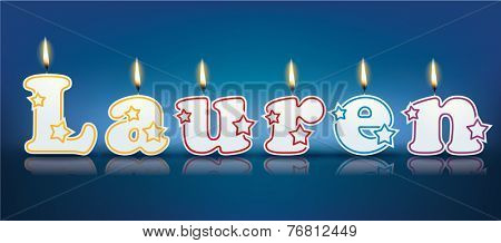 LAUREN written with burning candles - vector illustration
