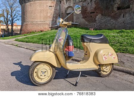Vintage Scooter Vespa With Painted Flowers