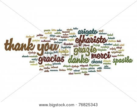Concept or conceptual abstract thank you word cloud in different languages or multilingual for education or Thanksgiving Day