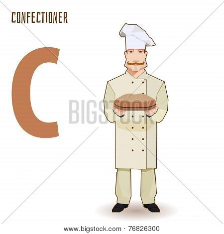 flat vector profession Letter C - confectioner