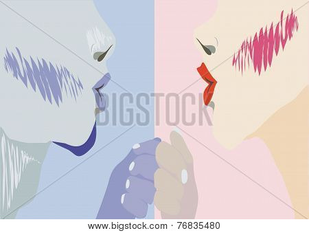 Pink And Blue Couple.