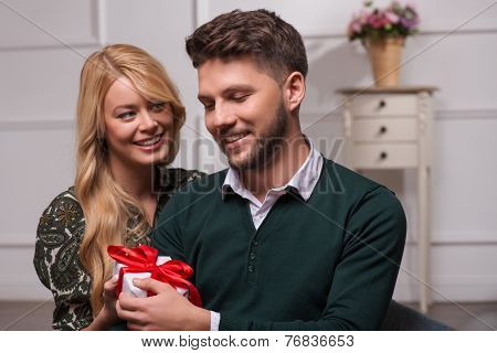 Lovely couple waiting St. Valentine Day