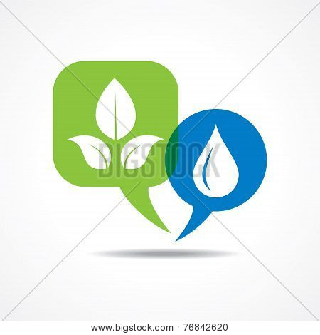 Leafs and waterdrop in message bubble stock vector