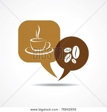 Coffee cup and beans in message bubble stock vector