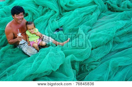 Asian Grandfather, Happy Family