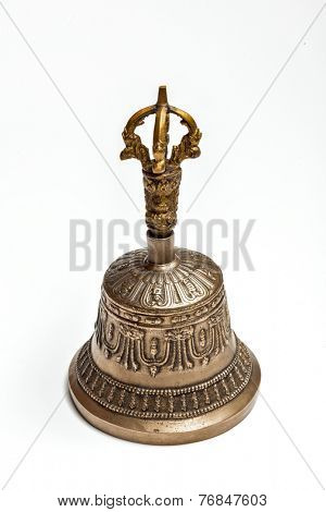 Tibetan buddhist ceremonial religious bell isolated on white