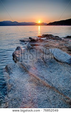Beautiful Mountain Lake Shoreline on a sunny Day