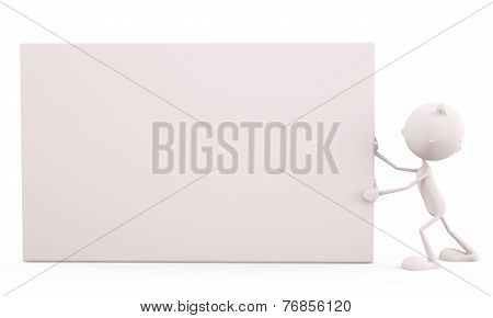 White Character With Signboard