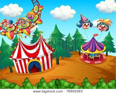 Theme park with circus on the field