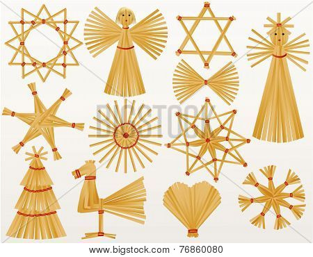 Christmas straw decorations