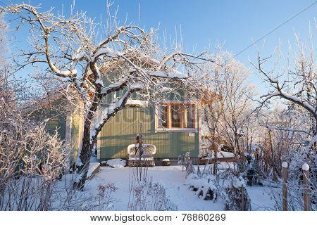 Summer cabin at winter