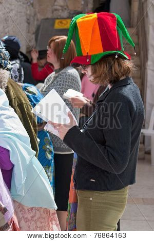 Jerusalem, Israel-march 14, 2006:a Woman Prays At The Wailing Wall.