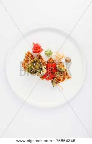 Grilled vegetables on skewer