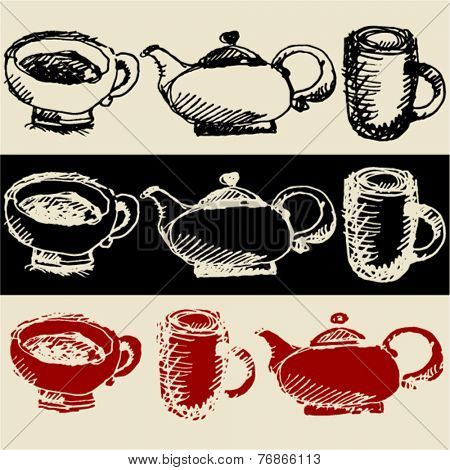 sketchy tea coffee doodles