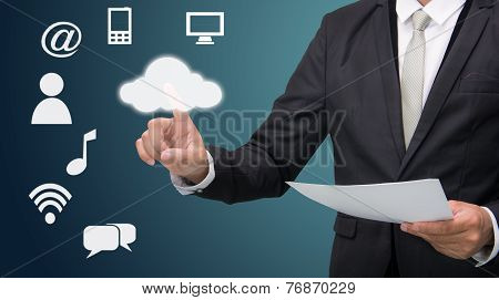 Businessman Hand Touch Cloud Computing Concept