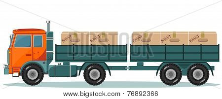 Truck With Cargo Boxes on Trailer