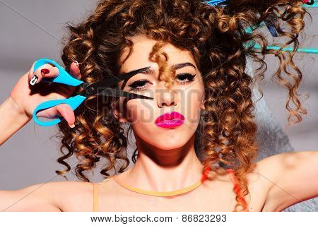 Fashionable Woman With Scissors