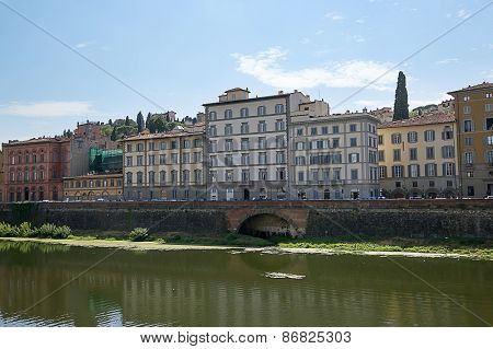 View From Ponte Vecchio Bridge In Florence In Italy