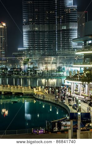 View On Burj Khalifa, Dubai, Uae, At Night