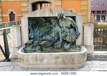 Sculpture Near The Ancient Gate Galliera (porta Galliera) In Bologna, Italy