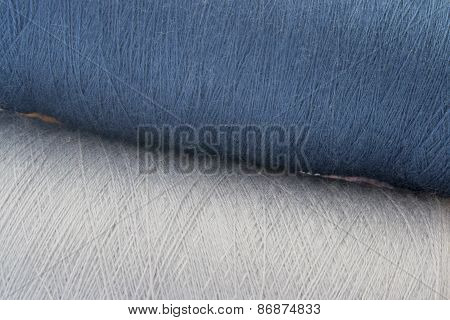 Blue And Grey Background From Threads And Yarns