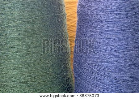 Green And Blue Background From Threads And Yarns