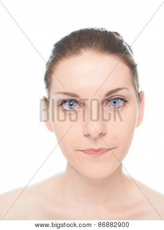 Young caucasian woman portrait isolated