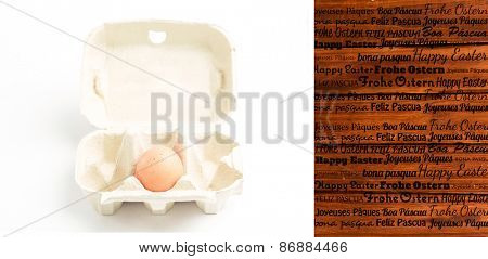 Happy easter in different languages against overhead of wooden planks