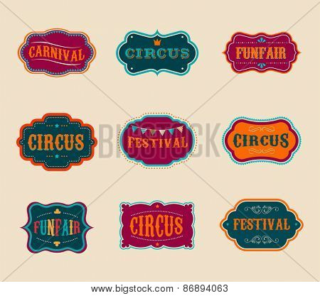 Vintage Hipster Circus labels set