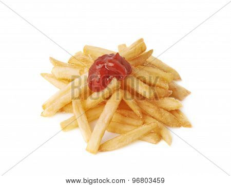 Pile of french fries potatoes isolated