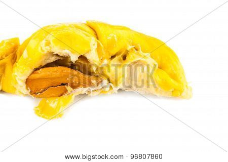 Small flat and soft seed with thick flesh of the Musang King durian variety