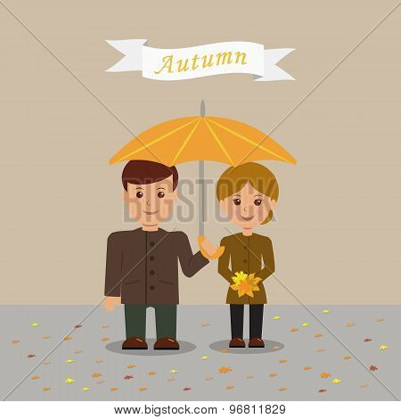 Young couple in autumn clothes.
