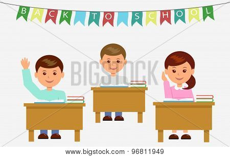 School children in classroom at lesson