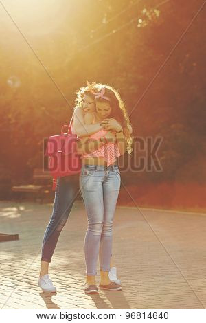 Best Friends. Girl Hugs.