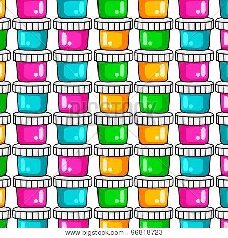 Pattern. Paints for drawing. A set of colored paints on a white background