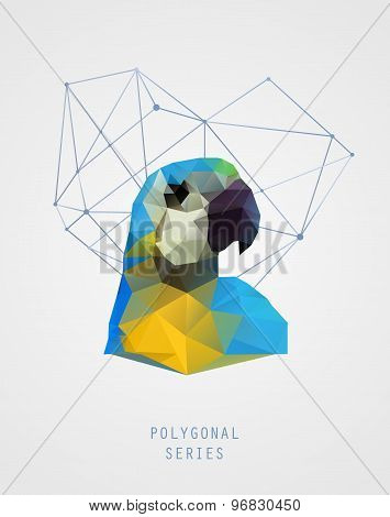 Abstract Polygonal Bird. Colorful Triangles Background. Geometric Illustration. Low Poly Poster