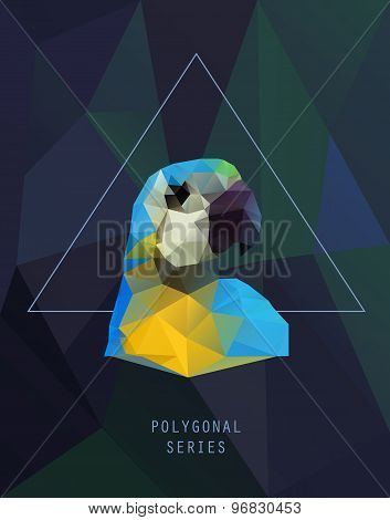 Abstract Polygonal Bird. Colorful Triangles Background. Geometric Illustration. Low Poly Poster