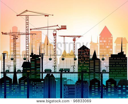 Building site with cranes. City background
