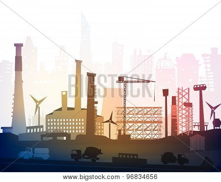Building site with cranes. City background