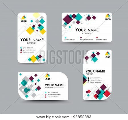 Business Card Template For Replace Name With Mosaic Concept. Vector Illustration.