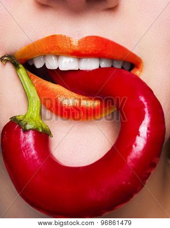 makeup. Expression rock style lip make-up like a vampire, dark romantic. Fashion look, glitter, mult