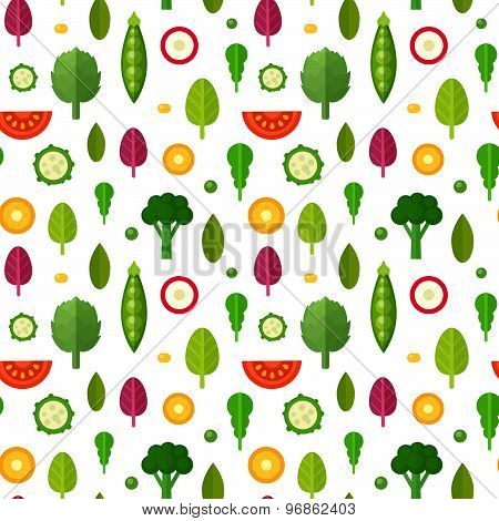 Flat Vegetables Seamless Pattern For Textile